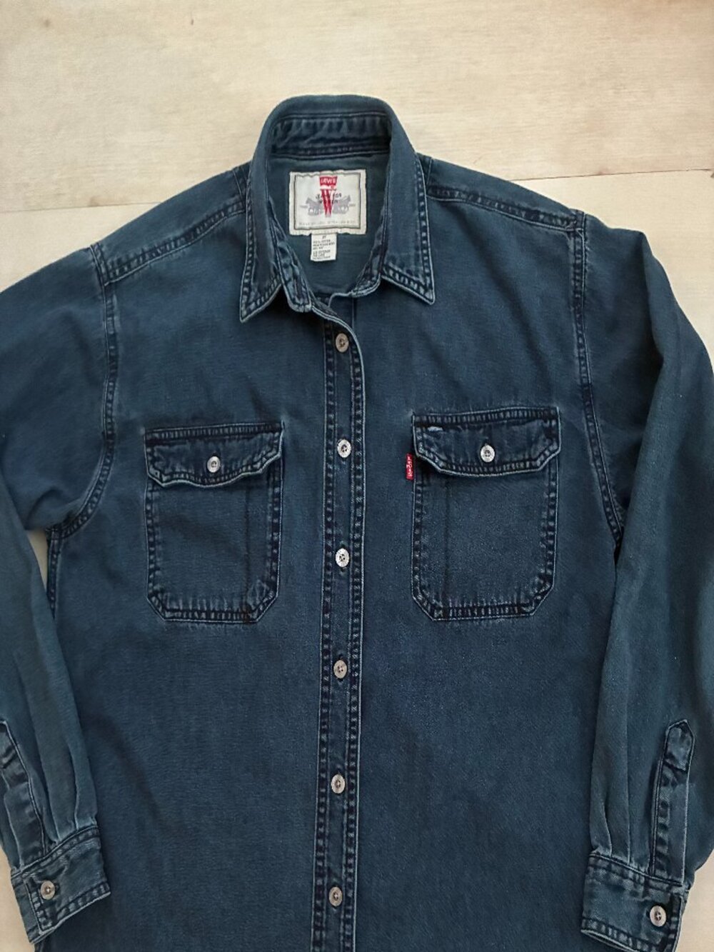 Vintage 90s Levi's Red Tab Denim Western Shirt Metal Button Medium